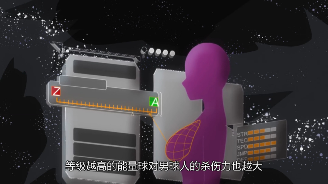 等级越高的能量球对男球人的杀伤力也越大
